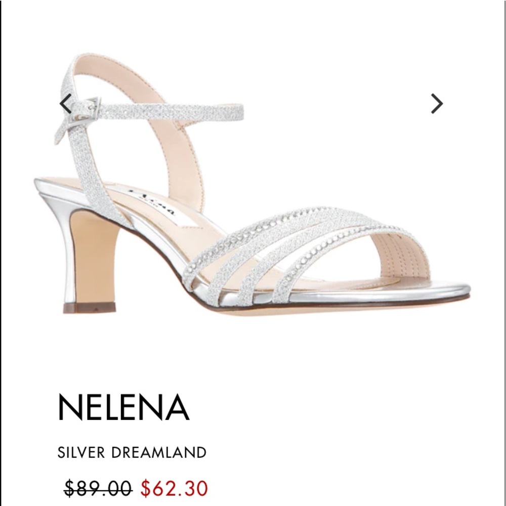 Nina Shoes Size 7.5 Silver Crystal Heel